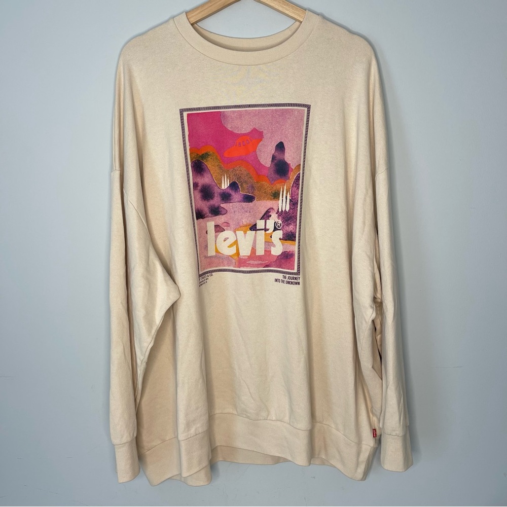 Levi’s Graphic Prism Landscape Beige Crewneck Sweatshirt (X-Large) NWT‎